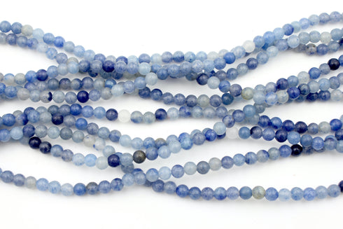 Blue Aventurine Gemstone Beads, 4mm, Round
